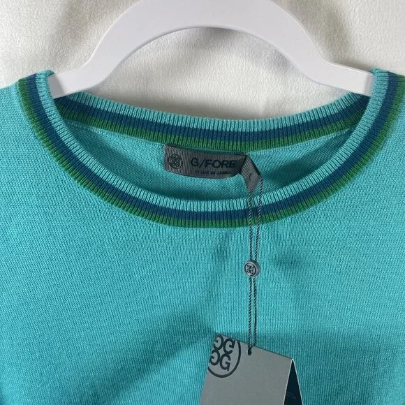 G/FORE Sweater Merino Wool Men’s Large Turquoise Preppy Golf NWT